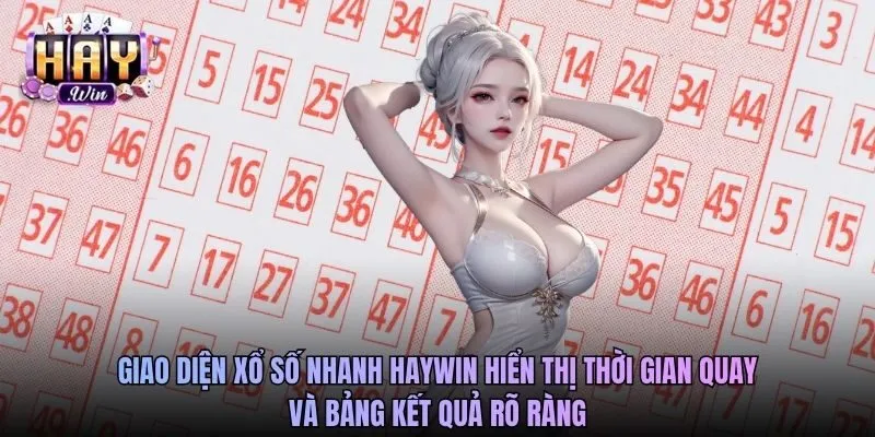 Giao diện xổ số nhanh Haywin hiển thị thời gian quay và bảng kết quả rõ ràng